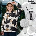 thumbnail image 6 of Uorisanigo Girls Sweatshirts Fashion Long Sleeve Lapel Zipper Sweatshirt Brown Black Cow Print Fall Trendy School Quarter Zipper Pullover Jackets for Sports and Daily Wear, 6 of 7