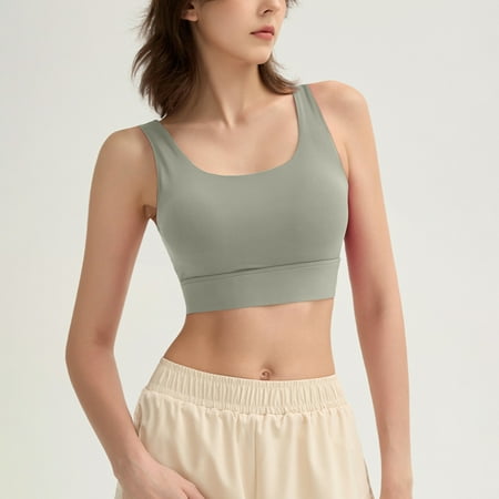 PRORMOOW Wireless Bras  Yoga Bra  Sports Bras for Women  Breathable Bras for Women  Women s Sports Bras  Young Girls Solid Color Cup Yoga Bottom Shirt Sports Underwear Vest  Light Gray  XL