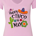 thumbnail image 4 of Inktastic Happy Cinco De Mayo Sombrero, Cactus, Flowers Women's V-Neck T-Shirt, 4 of 5