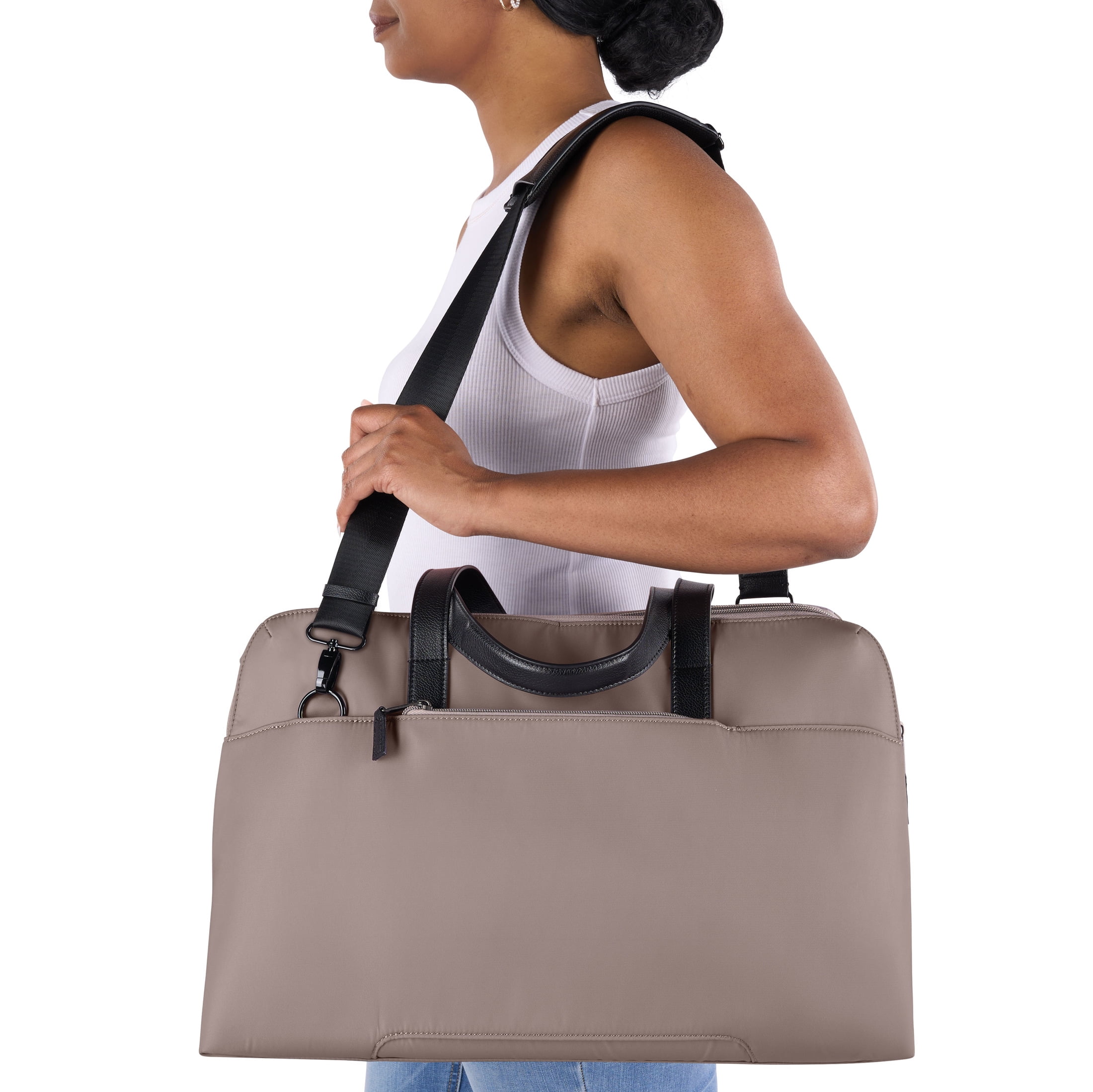 Protege 18" Carry on Adjustable Strap Weekender Duffel with Luggage Pass Through, Taupe