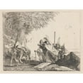 thumbnail image 2 of Giovanni Domenico Tiepolo 14x12 Gold Ornate Wood Frame and Double Matted Museum Art Print Titled - The Holy Family Disembarking (1750-1753), 2 of 4