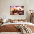 thumbnail image 2 of HFDF New York Wall Art USA City Wall Decor Sunset NYC Skyline Photography Prints Downtown Cityscape Skyscraper Pictures Canvas Brooklyn Bridge Panoramic Artwork for Decorations 20x16inch Framed, 2 of 6