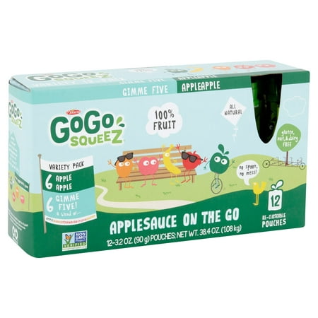 GoGo squeeZ Applesauce on the Go Variety Pack, 3.2 oz, 12 ct
