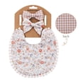 thumbnail image 2 of Baby Muslin Feeding Bibs with Bow Headband Set Flowers Lace Adjustable Drooling Bib Boho Baby Bibs for Girls Infant Newborn Toddler Teething, 2 of 2