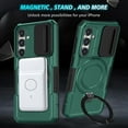 thumbnail image 6 of Allytech Magnetic Case for Samsung Galaxy S22 5G with Lens Slide Cover, [Non-Slip] [Military Grade Protection] Slim Shockproof Ring Stand Case Support Wireless Charging, Darkgreen, 6 of 10