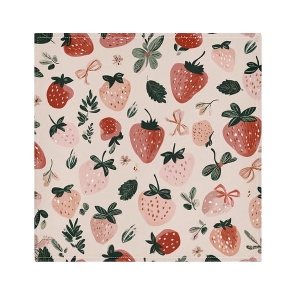 1 Pack 20'' x20" Satin Table Napkins Dinner Napkins for wedding Party Decoration events Cute Pinks Strawberries