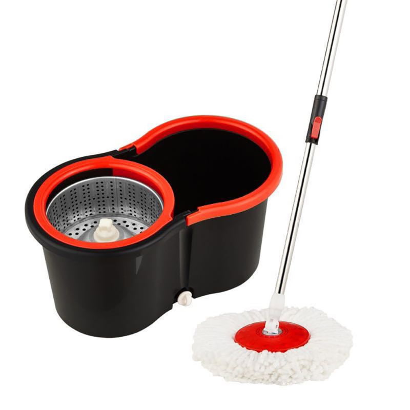 360° Rotating Microfiber Spinning Magic Easy Floor Spin Mop Bucket RED 9 Litre 