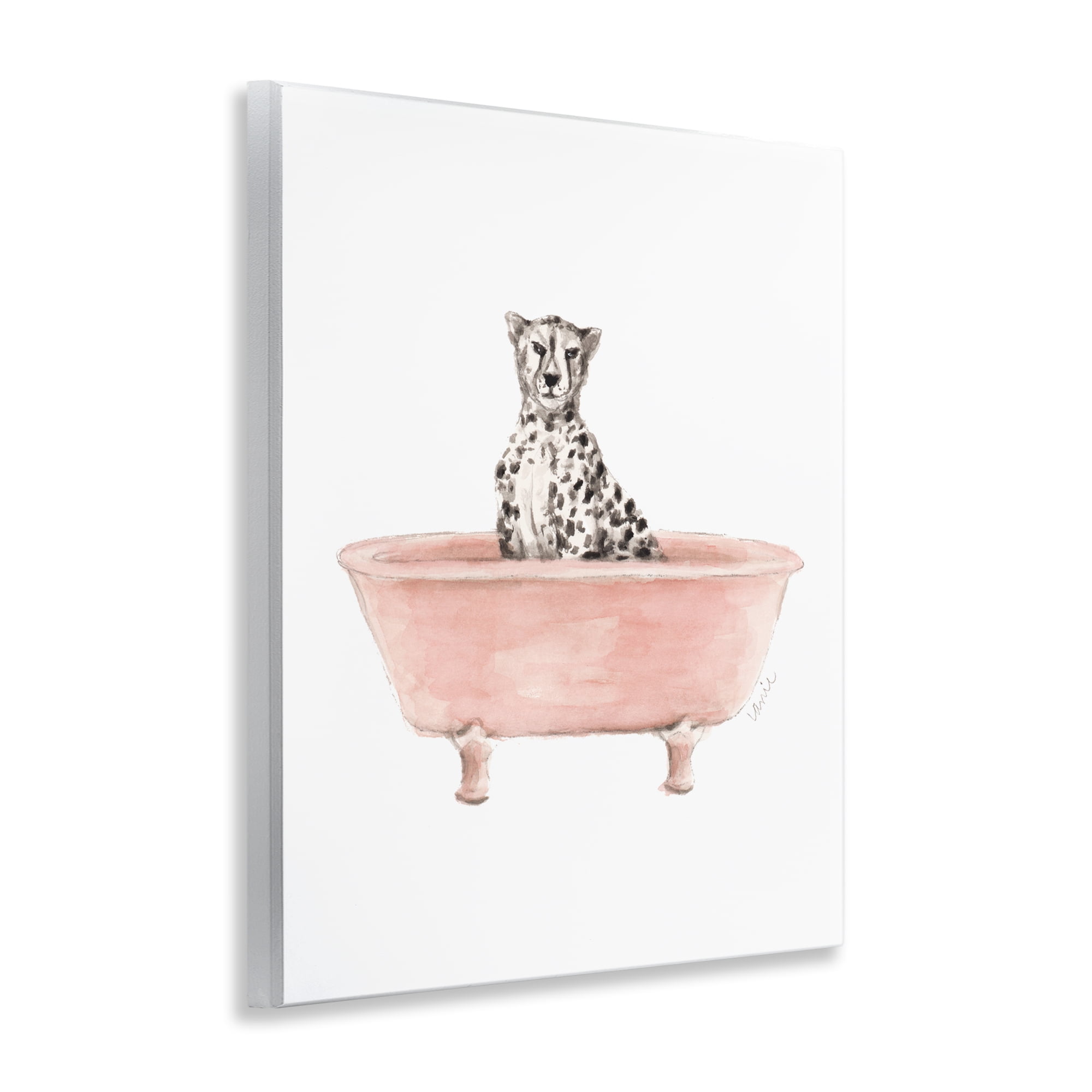 Stupell Industries Cheetah in Pink Tub Wall Plaque Art, design by Lanie Loreth