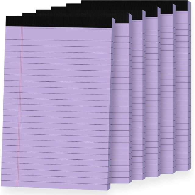 6pcs Small Note Pads, Purple Notepads 5x8 College Ruled Notebook, Writing Pads 5 x 8, Legal Pads, Memo Pad Paper Perforate, Ruled Line Notebooks for Work, School, Office