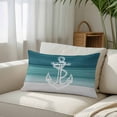 thumbnail image 3 of Nautical Anchor Teal Green Body Pillow Cover, Pillowcase Protectors with Zipper, Breathable Decorative Throw Pillow Case Cover, Coastal Ocean Ombre Striped Pillow Shams for Couch Sofa 24x36Inch, 3 of 8