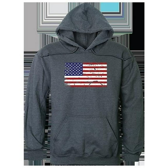 US Flag 2 Graphic Pullover Sweatshirt, Heather Charcoal - Small