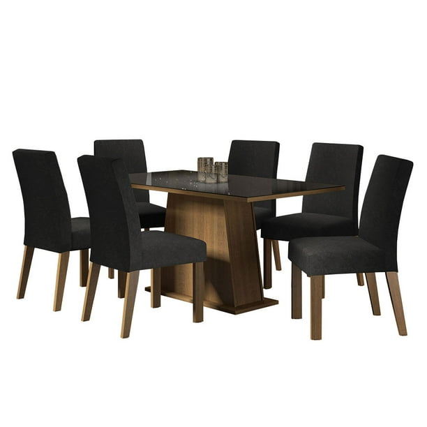 Juego de Comedor Madesa Oxford MN 08 Mesa de Vidrio 6 Sillas