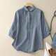 thumbnail image 2 of Camiseta con cuello vuelto y botones para mujer: prenda informal de manga corta para el verano con tejido de poliéster, 2 of 8