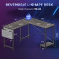 thumbnail image 5 of CONCETTA 49 Inch Modern L Shaped Computer Desk with Lower Storage Shelf & Side Bag, Two-Way Convertible Corner Gaming Table for Home Office, Gray, 5 of 8