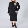 thumbnail image 2 of Robe Maxi Tricotée d'Hiver pour Femmes à Manches Longues et Col Montant, 2 of 9
