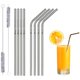 thumbnail image 1 of juego de 10 pajitas metálicas reutilizables, pajitas ecológicas de acero inoxidable de 216 mm para cócteles, batidos y bebidas frías/calientes (4 rectas + 4 curvadas + 2 limpiadoras) sin BPA, 1 of 5