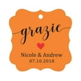 thumbnail image 1 of Darling Souvenir GRAZIE Thank You Wedding Favors Gift Paper Tag Custom Party Hang Tags-Orange-50 Tags, 1 of 1