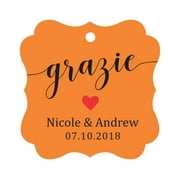 Darling Souvenir GRAZIE Thank You Wedding Favors Gift Paper Tag Custom Party Hang Tags-Orange-50 Tags