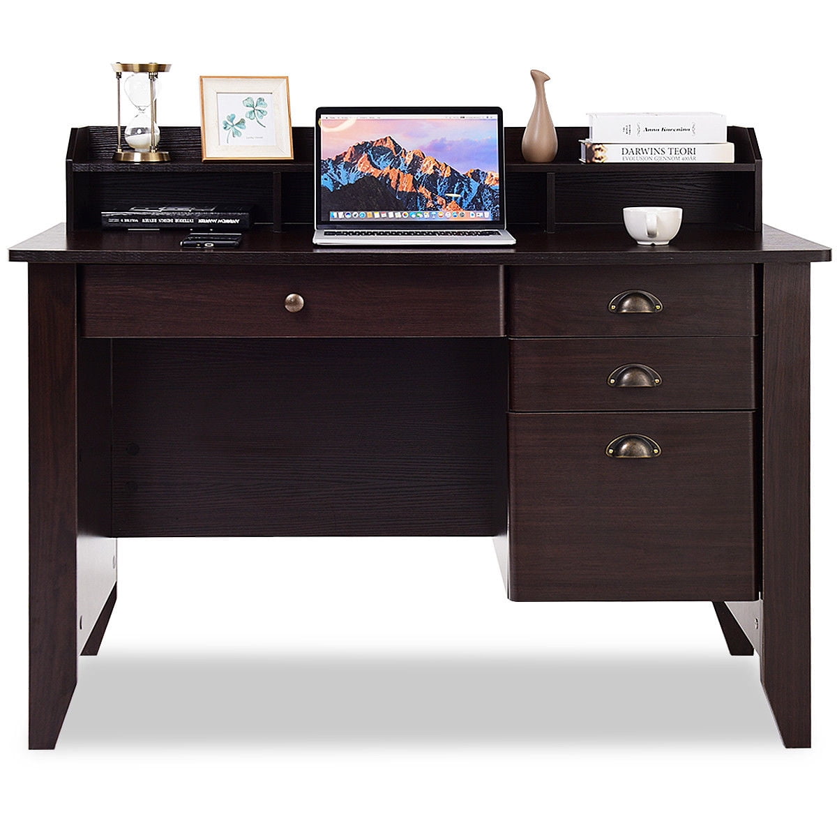 Costway Computer Desk PC Laptop Writing Table Workstation Student Study Furniture Brown