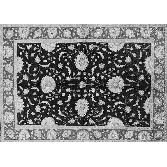Ahgly Company Indoor Rectangle Oriental Gray Industrial Area Rugs, 7' x 9'