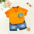 thumbnail image 2 of Boys Shorts Set Summer Clothes Cute Cartoon Short Sleeve Shirt+Denim Shorts Two Piece Set Kids Summer Outfits, 2 of 9