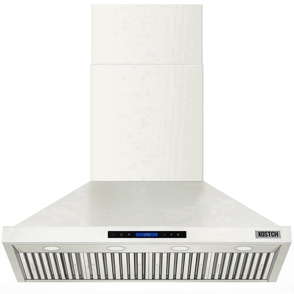 KOSTCH 48 inch Convertible Ducted Wall-Mount Range Hood, 1200 CFM Kitchen Vent Hood with 3 Speed Exhaust Fan & LED Light, Kitchen Range Hood with Touchscreen Control Panel & Remote Control