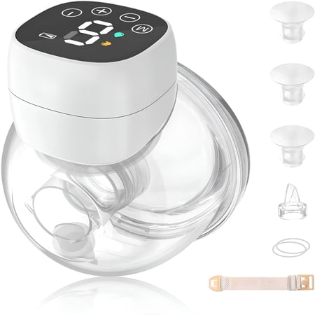 XIRQI Wearable Pump Electric Pump Hands Free Electric Pump With 3 Modes & 9 Levels Low Noise & No Pain Wireless Breastfeeding Pump Included 24Mm, 21Mm, 19Mm, 17Mm Flange