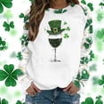thumbnail image 2 of St Pattys Shirts Women Santa Hat Wine Glass Shirt Green Irish Shamrock Print Sweatshirt Long Sleeve Crewneck Pullover Tops, 2 of 5