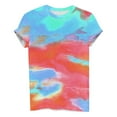 thumbnail image 4 of CHOK Hauts d'Été pour Femmes, T-Shirt Imprimé Teinture sur Nœuds à Col Rond et Manches Courtes, Tunique Décontractée pour Vacances, 4 of 5