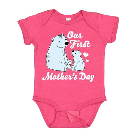 

Inktastic Our First Mothers Day with Polar Bears Gift Baby Boy or Baby Girl Bodysuit