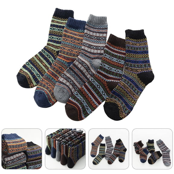 DEEPCRAFF Vintage National Style Wool Socks Assorted Color Warm Cozy Durable
