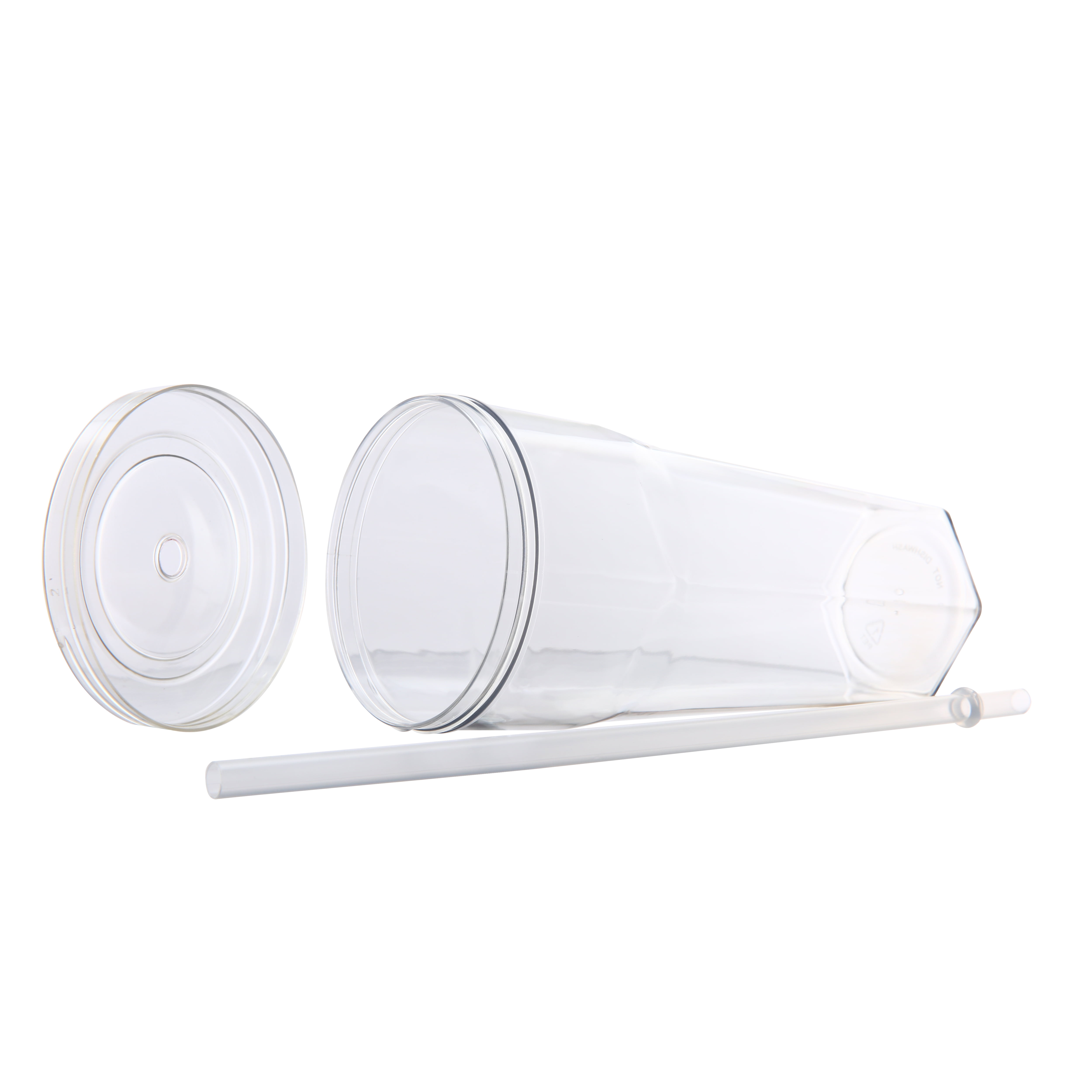 Gobelet en plastique Mainstays de 59 cl avec couvercle à visser et paille transparent