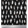 thumbnail image 1 of Soimoi Black polyester Crepe Fabric Penguin Ocean Print Fabric by the Yard 52 Inch Wide, 1 of 3