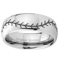 thumbnail image 2 of Tungsten Baseball 8mm Mirror Gray Polished Dome Men Ring, 2 of 2