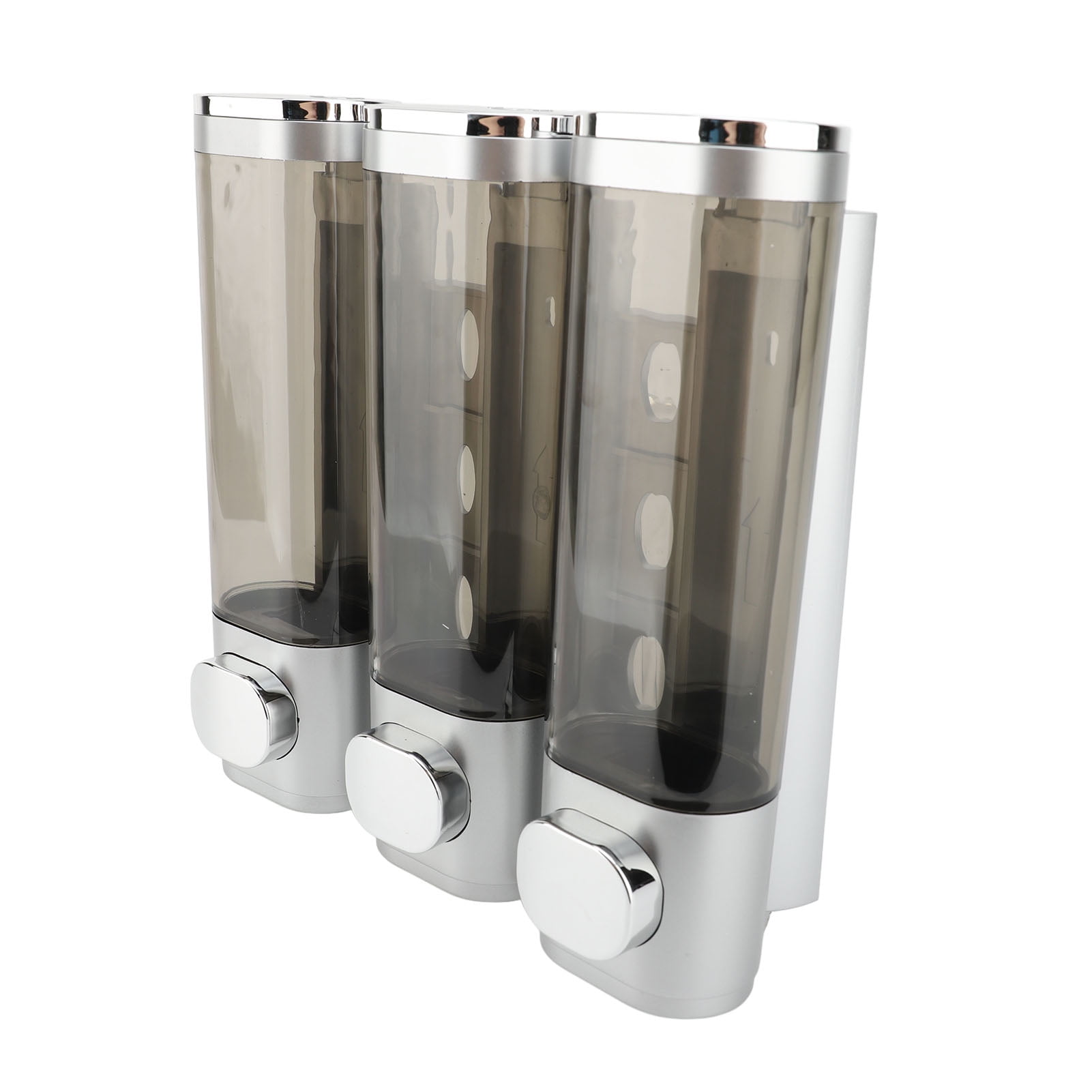3 in 1 300ml Press Liquid Soap Dispenser Wall Mount Bathroom Shower Shampoo Hair Conditioner Container Silver
