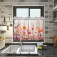 thumbnail image 6 of Coolnut 36 Inch Length Kitchen Curtains Watercolor Floral 2 Panels Half Window Sheer Curtains Rod Pocket Farmhouse Short Drapes for Bathroom Cafe Basement Home Decor, 6 of 7