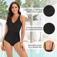 thumbnail image 3 of Zando Womens Tummy Control Swimsuit One Piece Bathing Suits Front Cross Swimsuits Black XL, 3 of 7