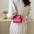 thumbnail image 4 of Bolso satchel para mujer Bolso bandolera de hombro de cuero PU con patrón de cocodrilo (rojo rosa), 4 of 7