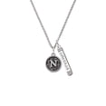 thumbnail image 2 of Delight Jewelry Silvertone Antiqued Round Seal - Initial - N - Silvertone Courage Strength Wisdom Honesty Bar Charm Necklace, 23", 2 of 4