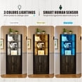 thumbnail image 3 of VKCC 68.1" Farmhouse Corner Cabinet with LED & Charging Station, Storage Cabinet for Living Room Bathroom, Rustic Brown, 3 of 8