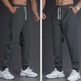 thumbnail image 4 of Ceisia Men Solid Color Loose Casual Pants Elastic Waist Drawstring Sports Gift Work Trousers, 4 of 4
