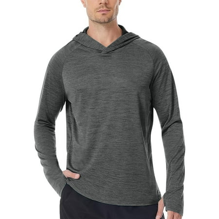 DPTALR Men s Solid Color Long Sleeve Fishing Hoodie Dark Gray , M