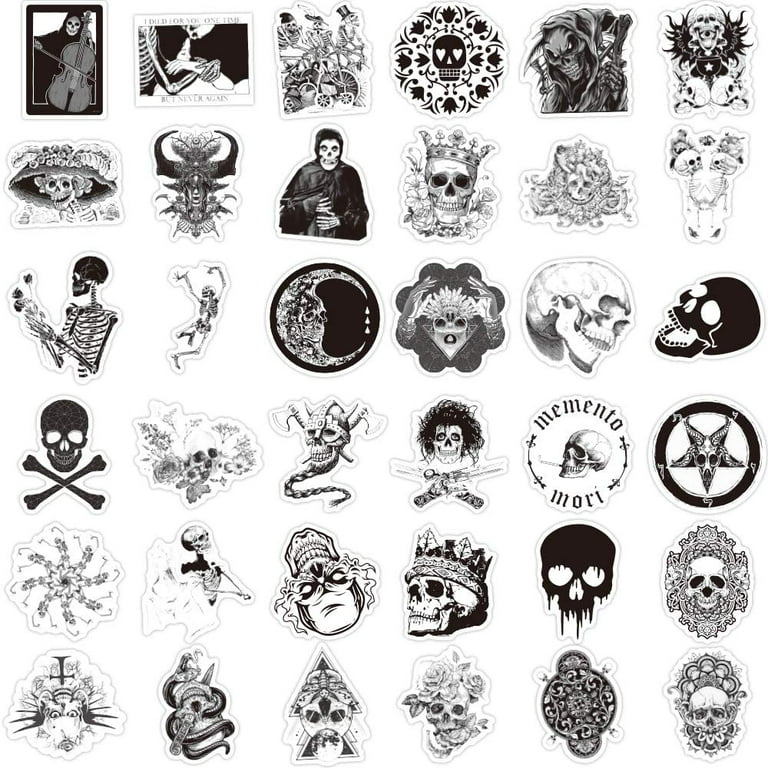 Goth Stickers Pack 100Pcs, Waterproof Vinyl Decal Stickers for Skateboard  Water Bottle Hydro Flask Laptop Computer Phone Motorcycle, Black and White