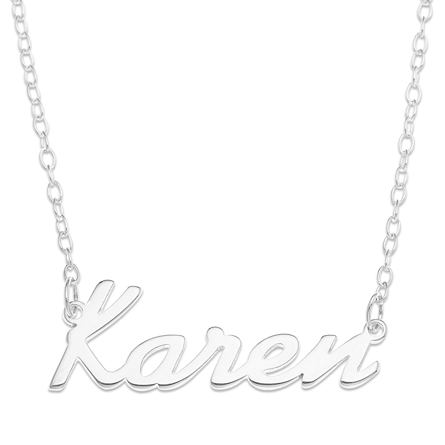 Karen - Name Plate Necklace in Solid Real Sterling Silver female Personalized Custom Pendent