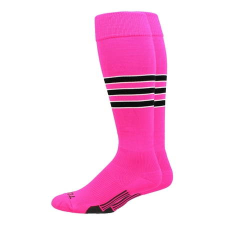 

Dugout 3 Stripe Baseball Socks (Neon Pink/Black/White X-Large)