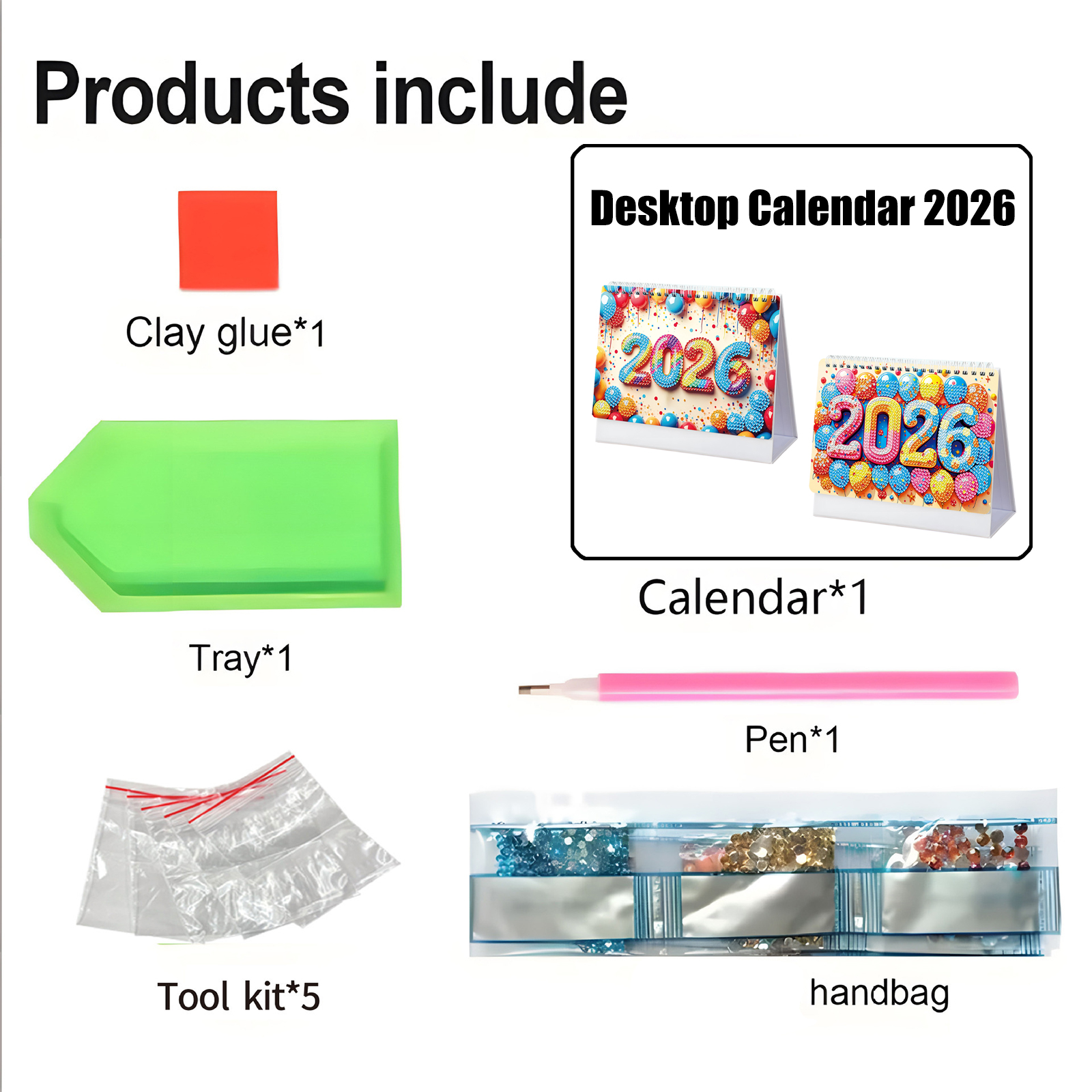 2026 Resin Rhinestones Calendar Sparkling Decors Glittering Resin Design Desk Organizers For Home Organization