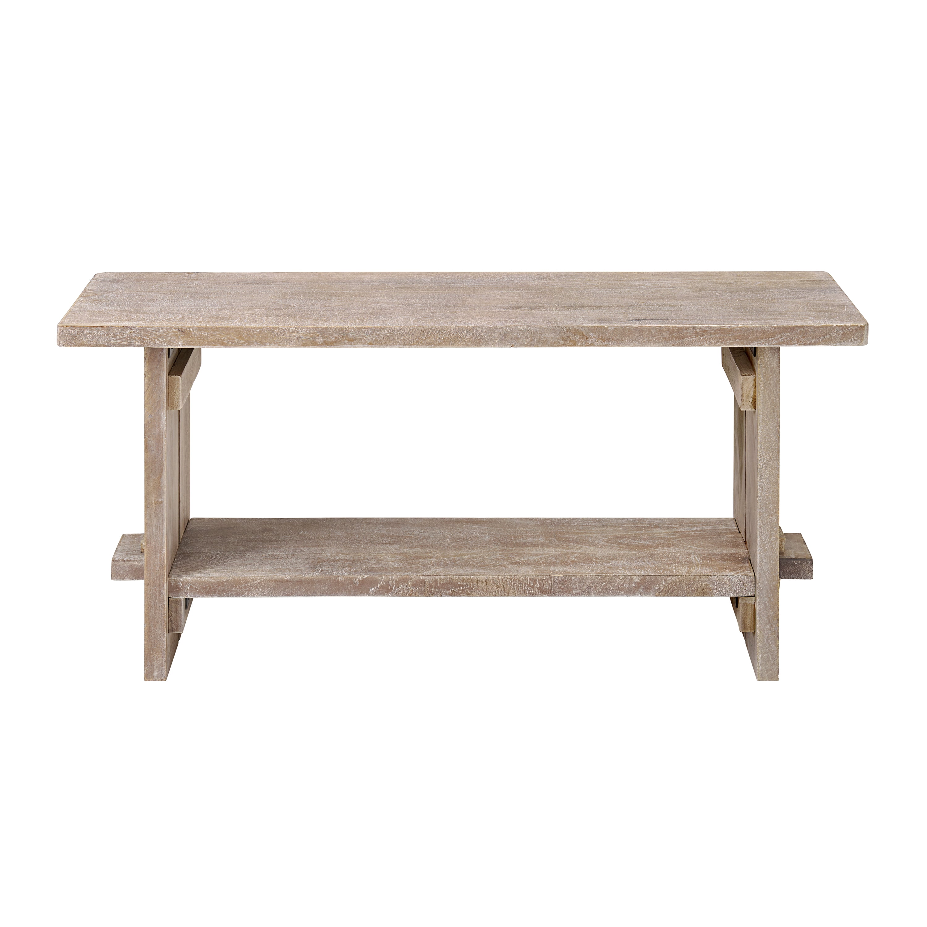 Alaterre Furniture Castleton Mango Wood 40"W Bench and Coat Hook with Shelf, Driftwood