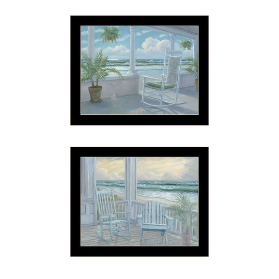 Trendy Decor 4U "Coastal Porch Relaxing" Framed Wall Art for Living Room, Wall Art Print for Home Decor, Bedroom Wall Art by Georgia Janisse