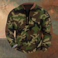 thumbnail image 2 of Men's Fashion Casual Half Zip Camouflage Sweatshirt, Loose Fit Long Sleeve Hoodie, Military Style Streetwear for Outdoor, Christmas, Fall Winter, Hiking and Camp,Dark Gray,5XL, 2 of 6