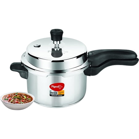 Pigeon Pressure Cooker - 3 Quart - Inox Stainless Steel Outer Lid Induction Base - Cook delicious food in less time: soups, rice, legumes, and more - 3 Liters